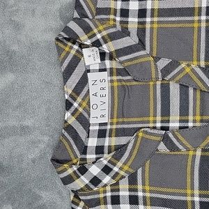 Joan Rivers Long-Sleeve Pullover Plaid Shirt with Pockets Charcoal Size 6